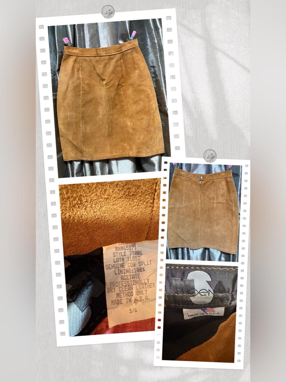VTG Women's Tan Cow Split Pencil Skirt - Sleek‎ Work-to-Weekend Style #1953